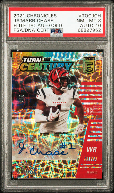 Pokémon Panini 2021 Panini Chronicles Elite Turn Of The Century Autographs Gold Ja'Marr Chase #Tocjch PSA 8