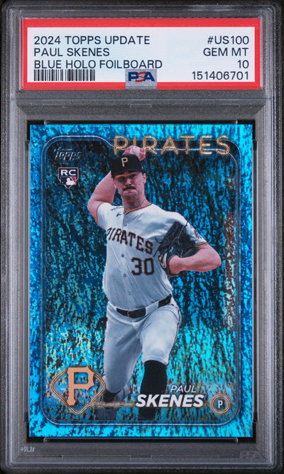 Baseball Topps 2024 Topps Update Blue Holo Foilboard Paul Skenes #Us100 /999 PSA 10