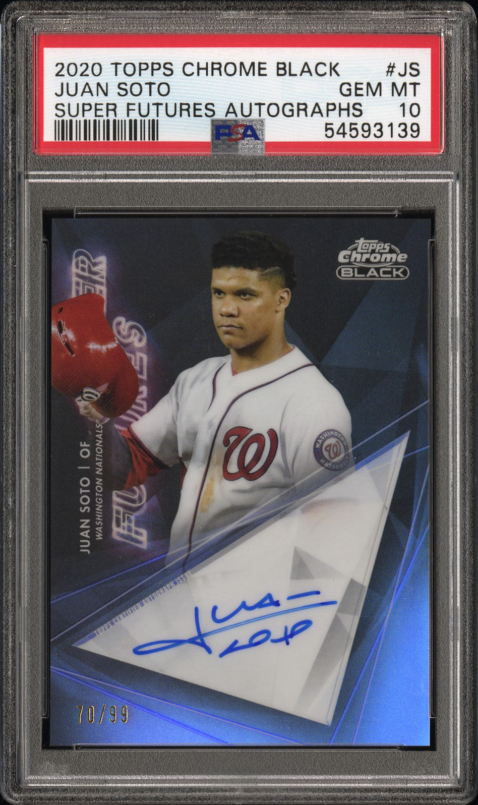 Pokémon Panini 2020 Topps Chrome Black Super Futures Autographs Juan Soto #Js /99 PSA 10