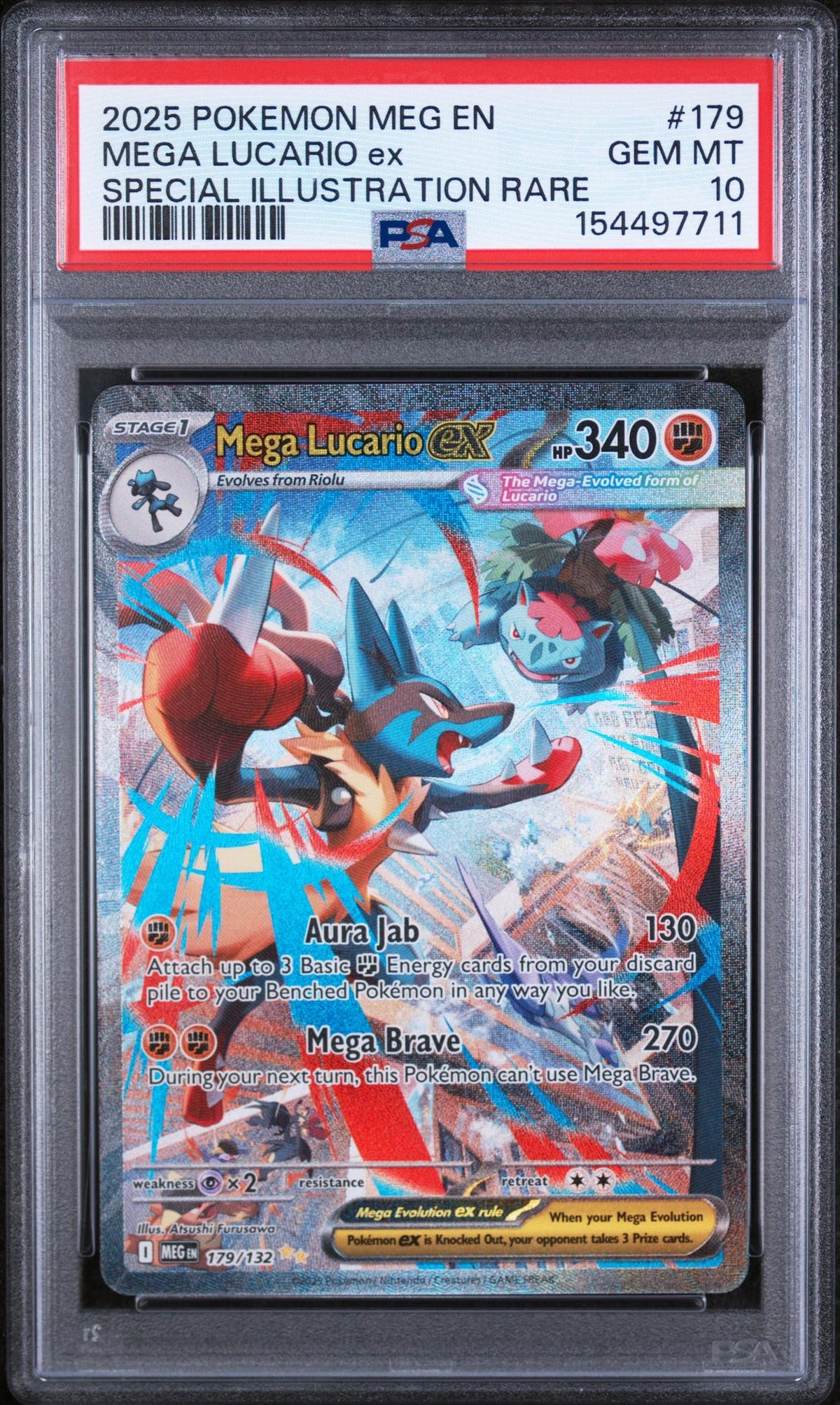 Pokémon 2025 Pokemon Mega Evolution Special Illustration Rare Mega Lucario EX #179 PSA 10