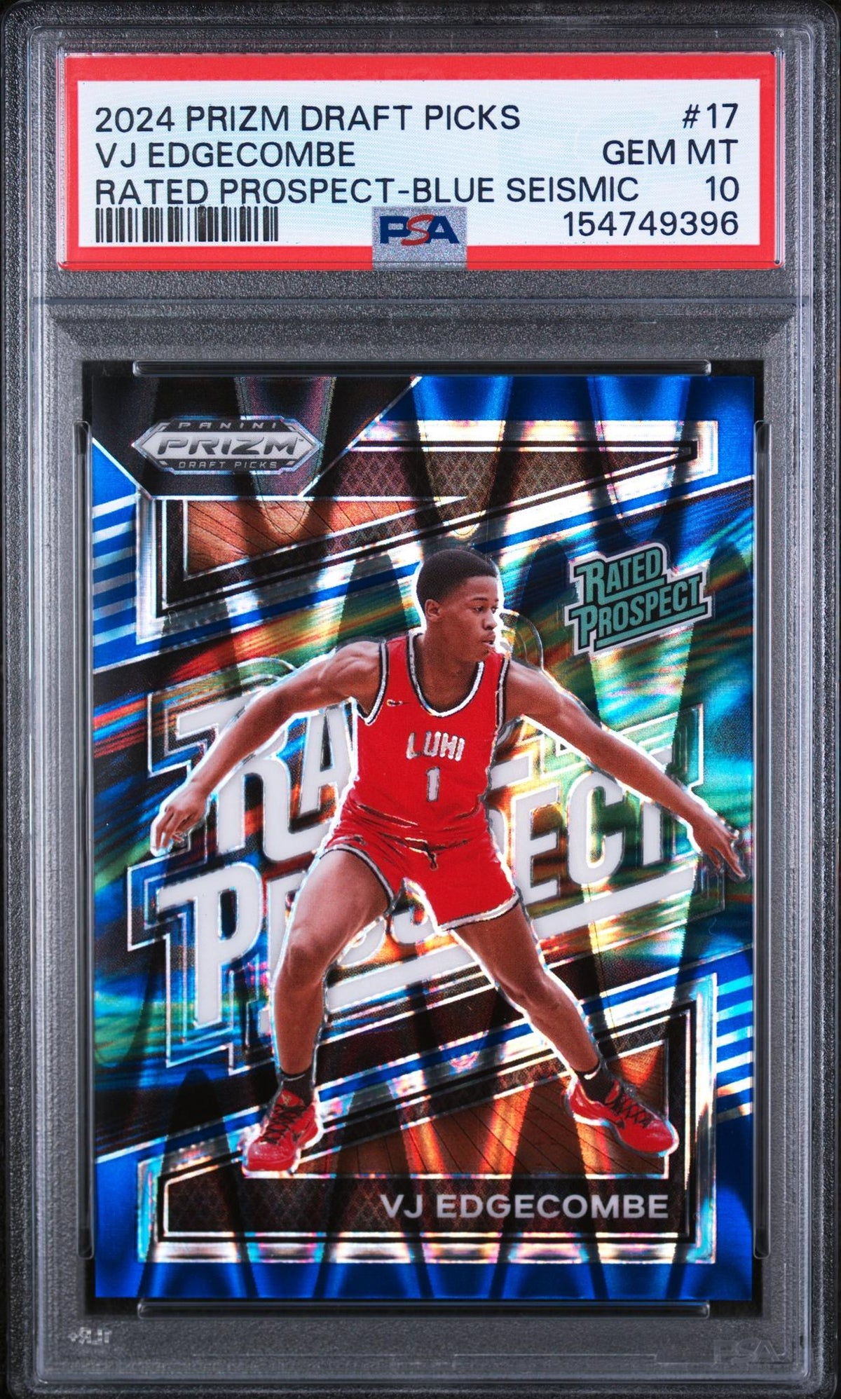 Basketball Panini 2024 Panini Prizm Draft Picks Rated Prospect Blue Seismic Vj Edgecombe #17 /149 PSA 10