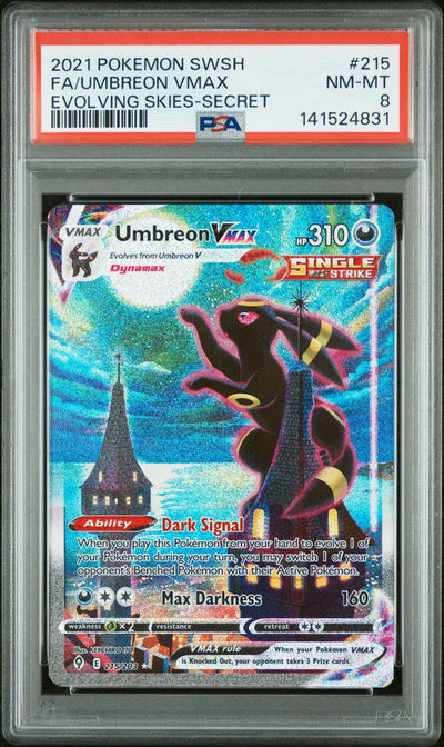 Pokémon 2021 Pokemon Sword And Shield Evolving Skies Secret Rare Umbreon VMAX #215 PSA 8