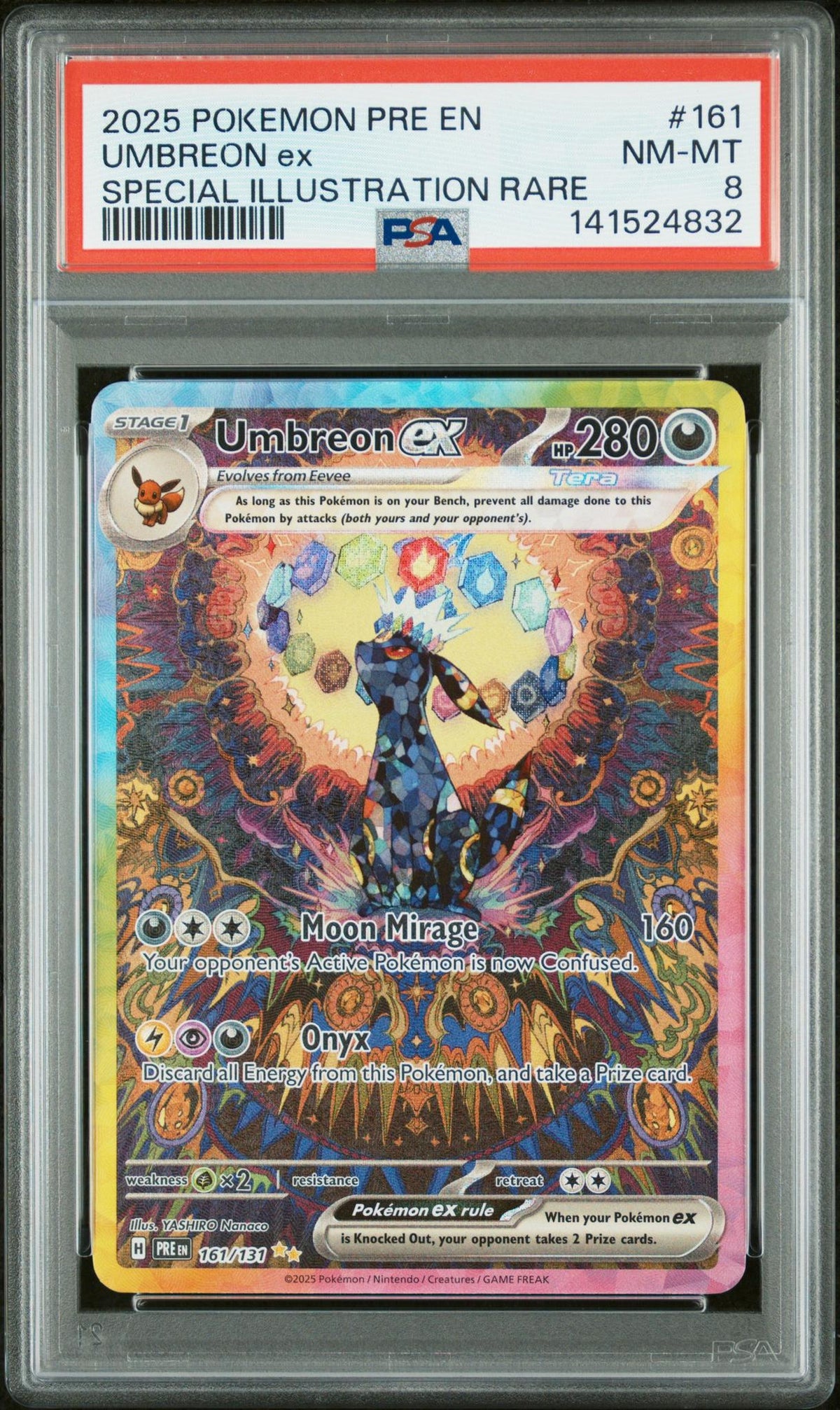 Pokémon 2025 Pokemon Scarlet And Violet Prismatic Evolutions Special Illustration Rare Umbreon EX #161 PSA 8