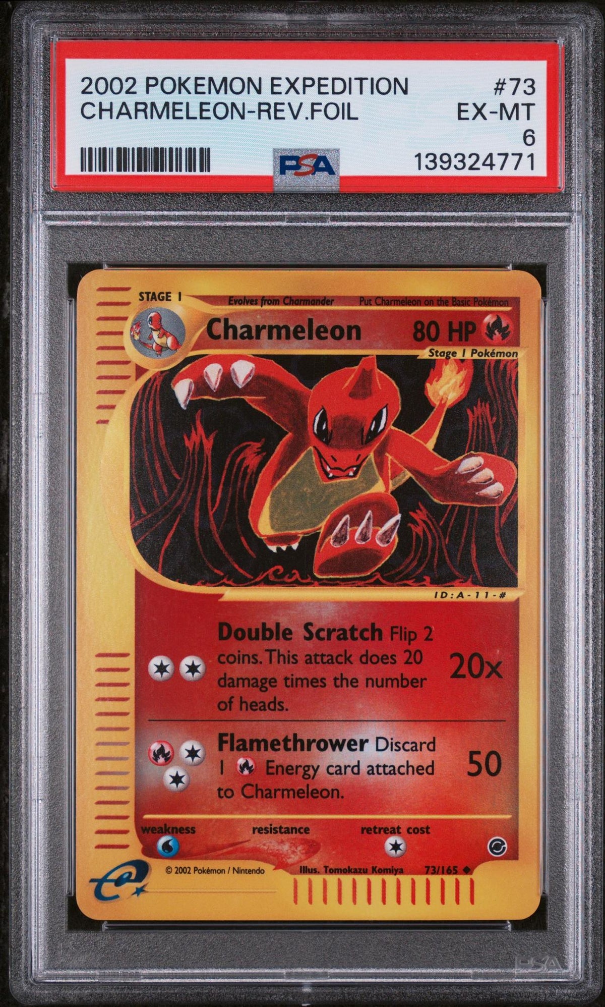 Pokémon 2002 Expedition English Reverse Holo Charmeleon #73 PSA 6