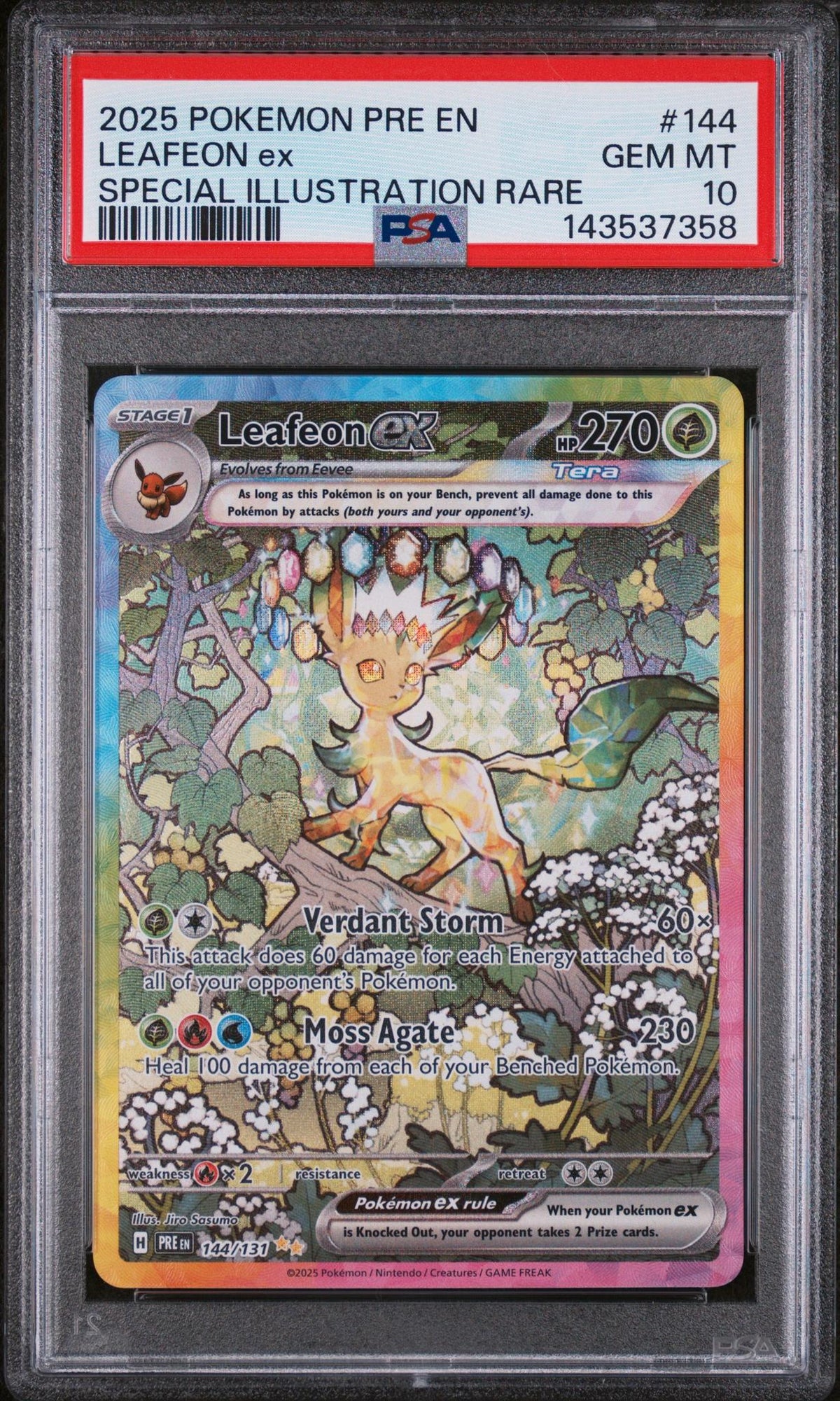Pokémon 2025 Pokemon Scarlet And Violet Prismatic Evolutions Special Illustration Rare Leafeon EX #144 PSA 10