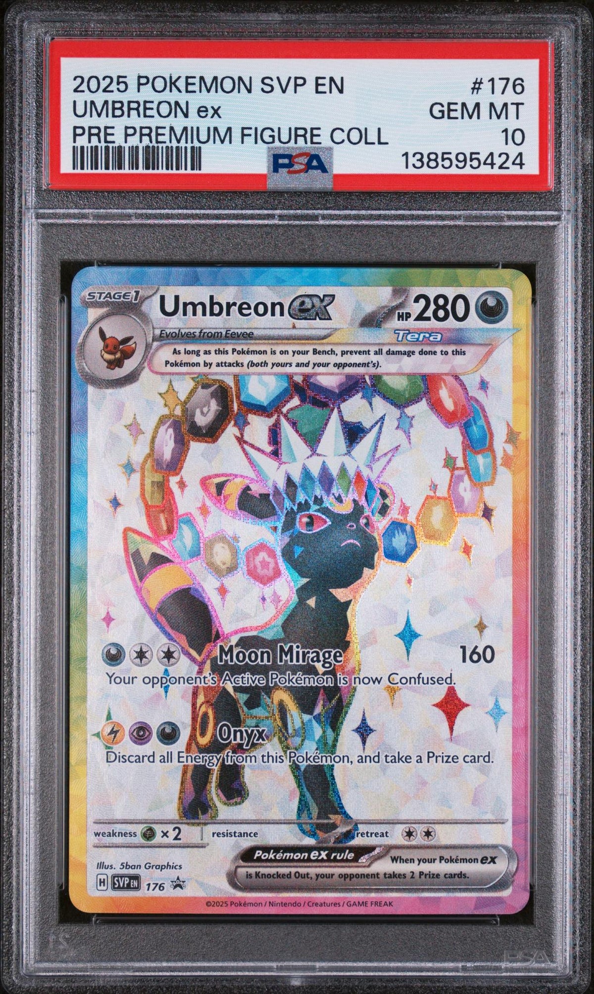 Pokémon 2025 Pokemon Scarlet And Violet Prismatic Evolutions Premium Figure Collection Umbreon EX #176 PSA 10