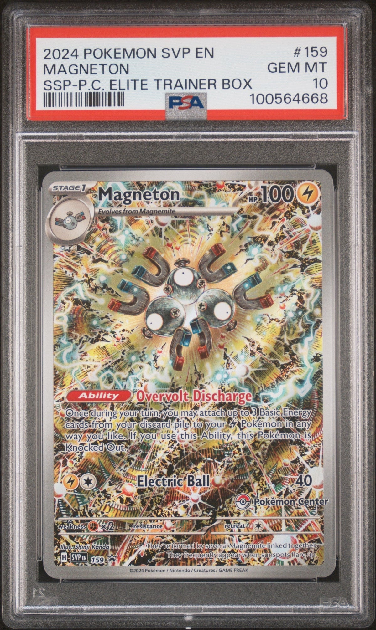 Pokémon 2024 Pokemon Scarlet And Violet Black Star Promo Surging Sparks Pokemon Center Elite Trainer Box Magneton #159 PSA 10