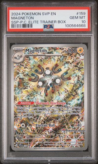 Pokémon 2024 Pokemon Scarlet And Violet Black Star Promo Surging Sparks Pokemon Center Elite Trainer Box Magneton #159 PSA 10