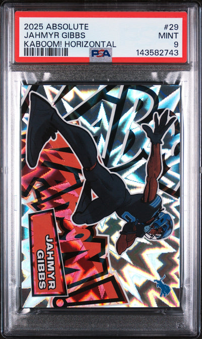 Football Panini 2025 Panini Absolute Kaboom! Horizontal Jahmyr Gibbs #29 PSA 9