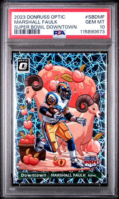 Football Panini 2023 Donruss Optic Super Bowl Downtown Marshall Faulk #Sbdmf PSA 10