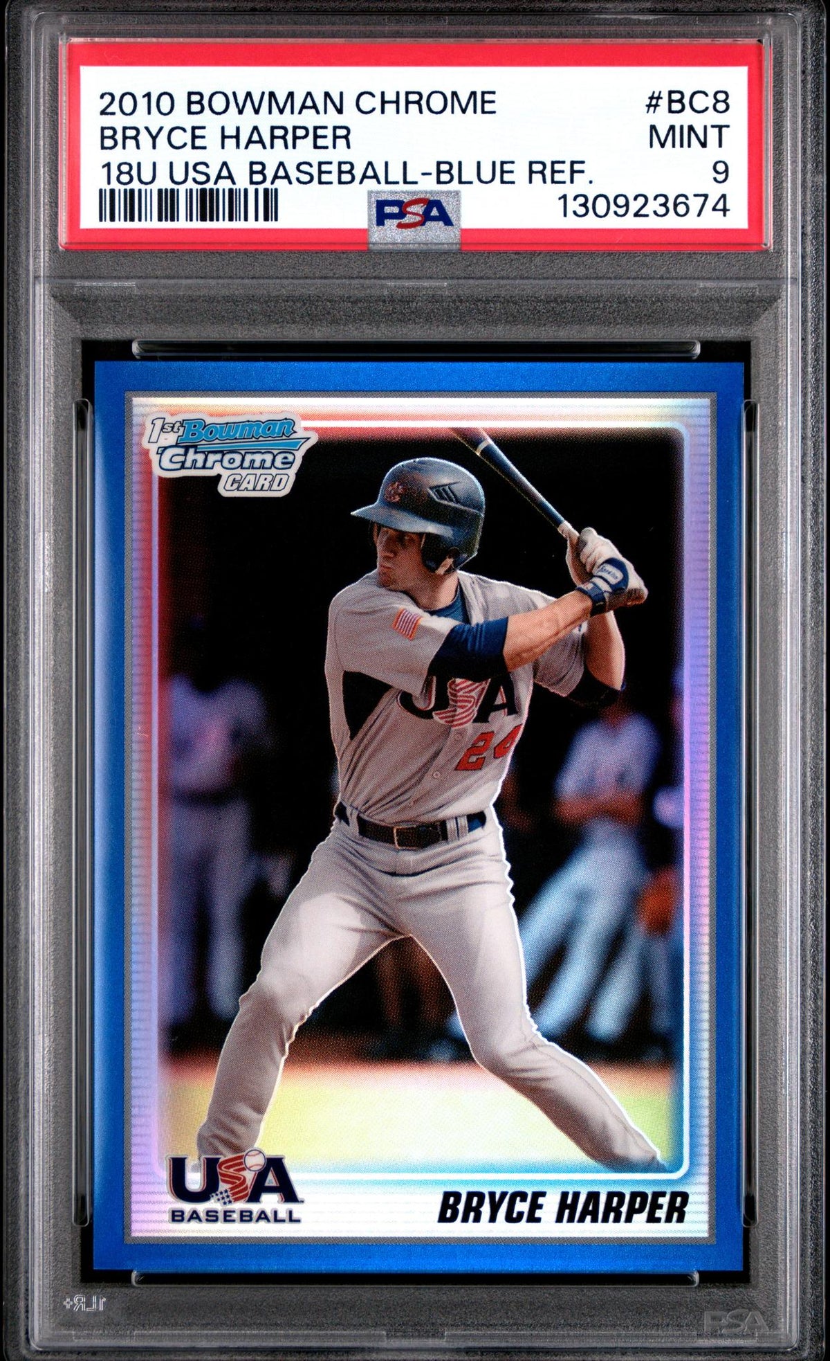 Baseball Topps 2010 Bowman Chrome 18u Usa Baseball Blue Refractor Bryce Harper #18bc8 /250 PSA 9