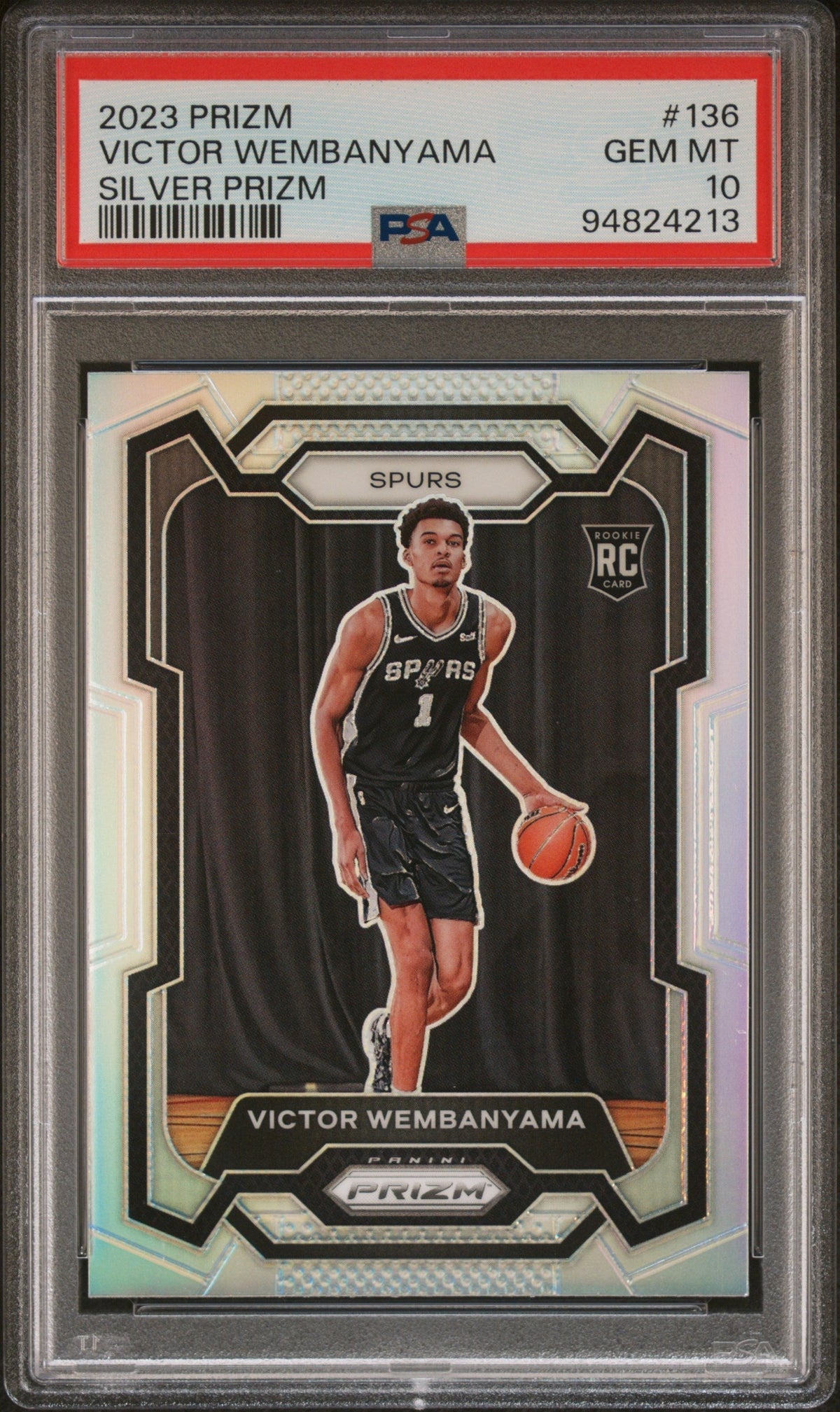 Basketball Panini 2023 Panini Prizm Silver Prizm Victor Wembanyama #136 PSA 10