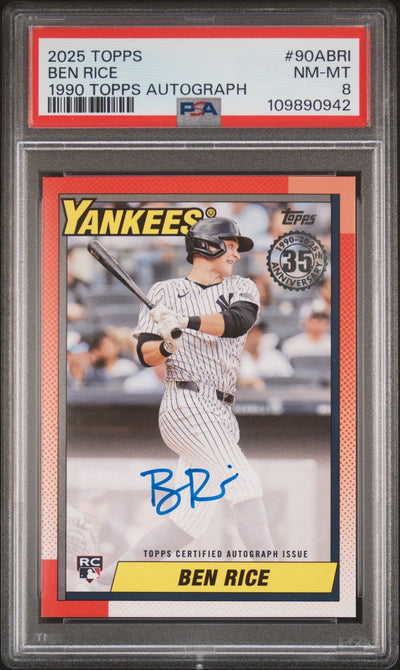 Baseball Topps 2025 Topps '90 Topps Autograph Ben Rice #90a-Bri PSA 8 109890942