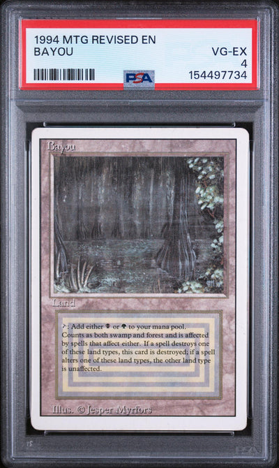 Magic The Gathering 1994 Magic The Gathering Revised Edition Bayou PSA 4