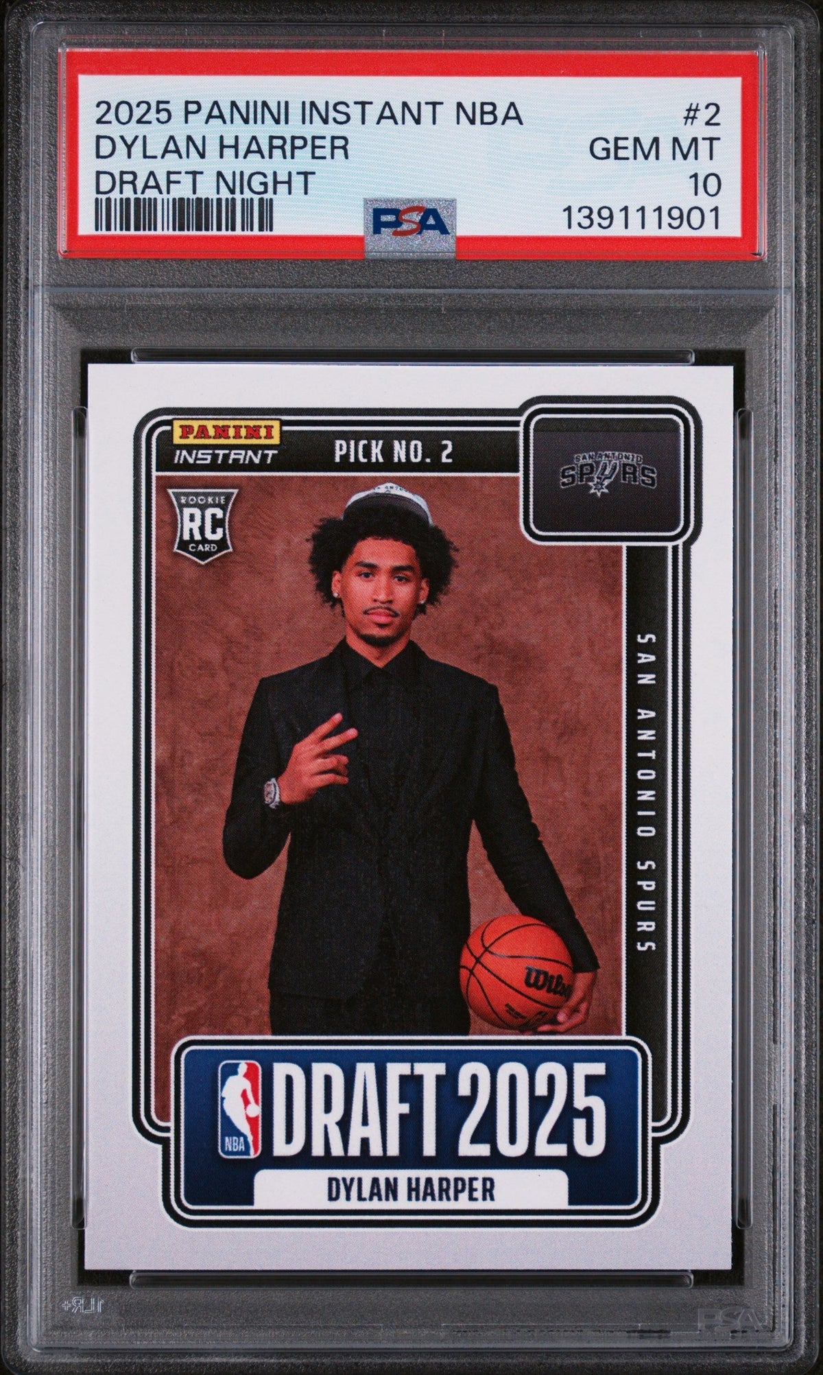 2025 Panini Instant Draft Night Dylan Harper #Nbadn2 /5547 PSA 10