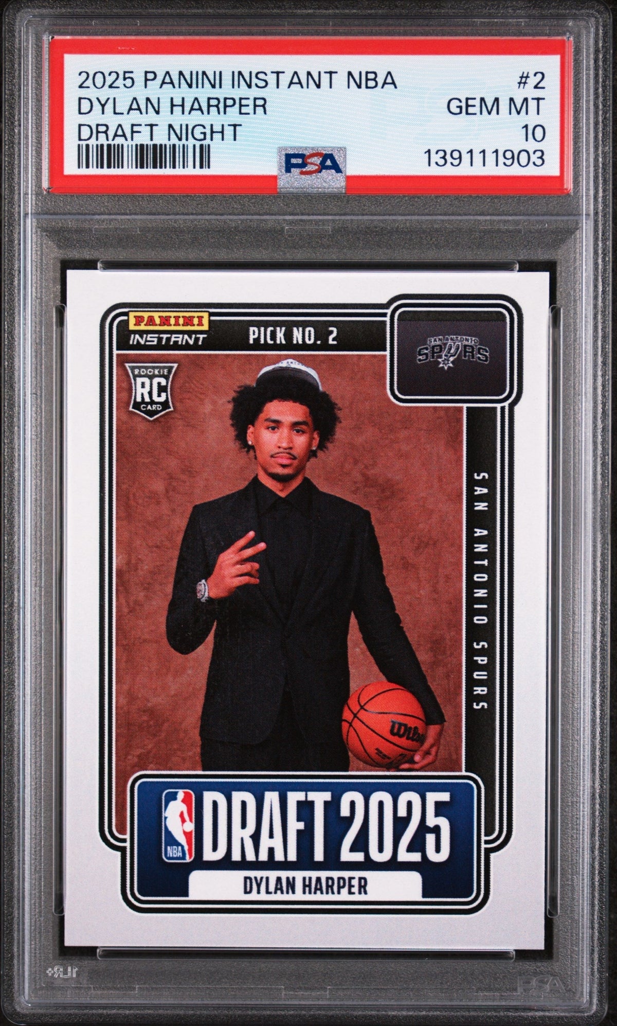 2025 Panini Instant Draft Night Dylan Harper #Nbadn2 /5547 PSA 10