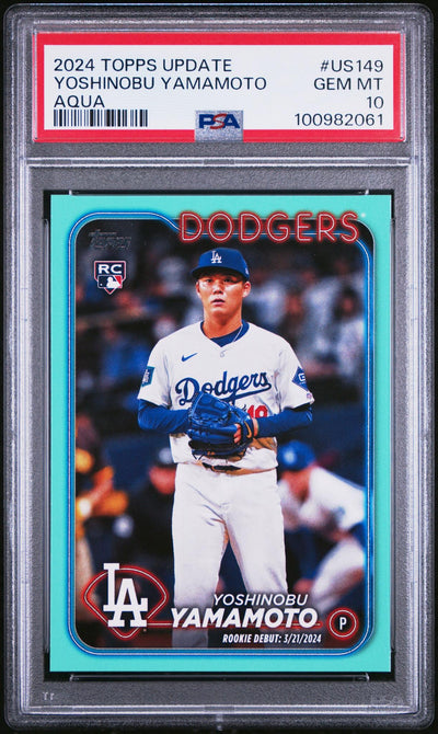 Baseball Topps 2024 Topps Update Aqua Yoshinobu Yamamoto #Us149 PSA 10