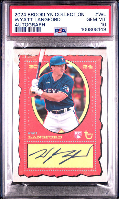 Baseball Topps 2024 Topps Brooklyn Collection Autograph Wyatt Langford #Acwl PSA 10