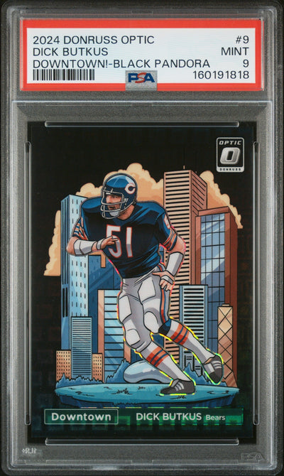 Sports 2024 Donruss Optic Downtown Black Pandora Dick Butkus #9 /25 PSA 9