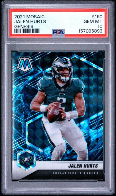Football Panini 2021 Panini Mosaic Genesis Mosaic Jalen Hurts #160 PSA 10