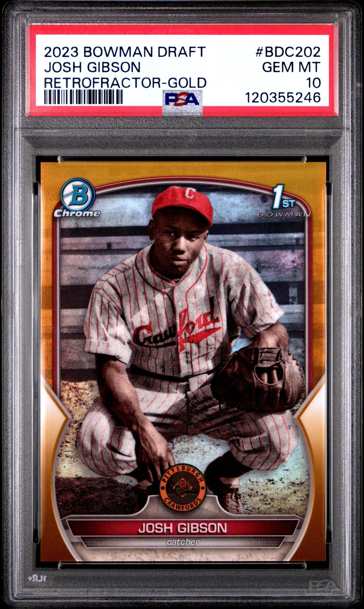 Baseball Bowman 2023 Bowman Draft Chrome Retrofractor Gold Refractor Josh Gibson #Bdc202 /50 PSA 10