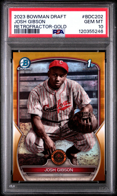 Baseball Bowman 2023 Bowman Draft Chrome Retrofractor Gold Refractor Josh Gibson #Bdc202 /50 PSA 10