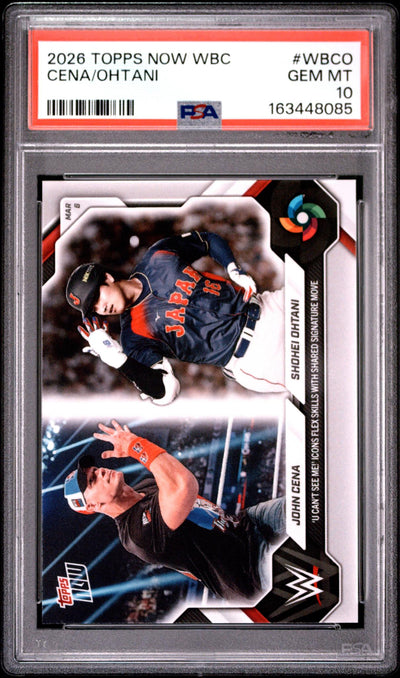 WWE Wrestling Topps 2026 Topps Now John Cena/Shohei Ohtani #Wbco /55002 PSA 10