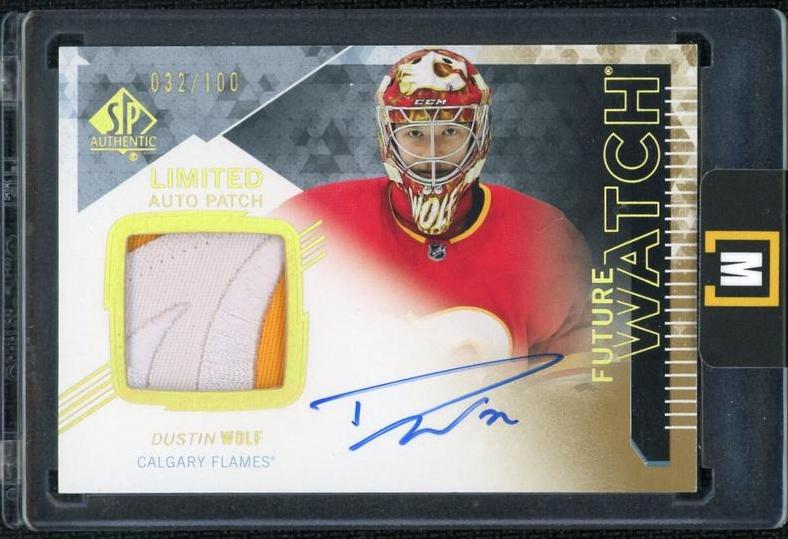 Pokémon Panini 2022 Upper Deck SP Authentic 111 Dustin Wolf Future Watch Limited Auto Patch /100 Calgary Flames