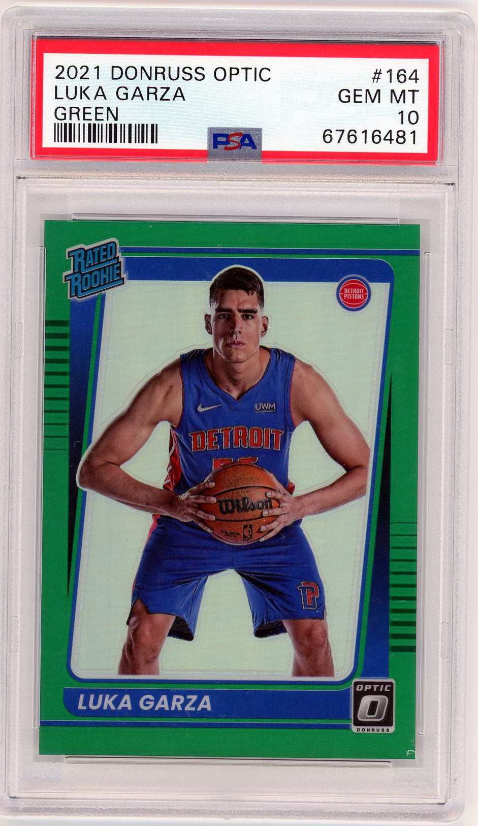 Pokémon Panini 2021 Panini Donruss Optic Green Luka Garza #164 Rc /5 PSA 10