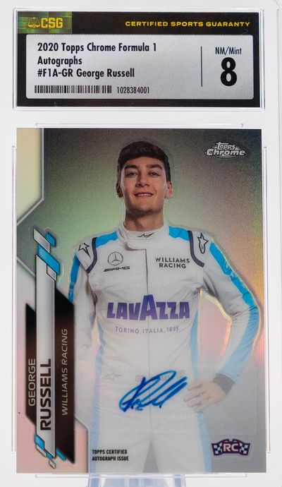 Racing Topps 2020 Topps Chrome Formula 1 - George Russell F1a-GR - Silver Auto - Csg CGC 8 / 10
