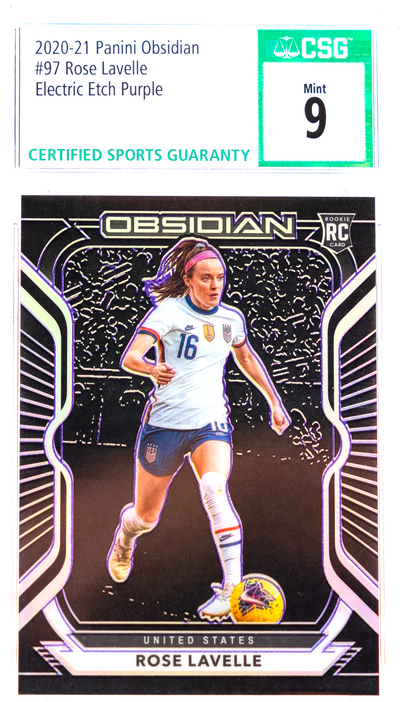 Soccer Panini 2020-21 Panini Obsidian - Rose Lavelle 97 - Etch Purple /75 - Csg 9