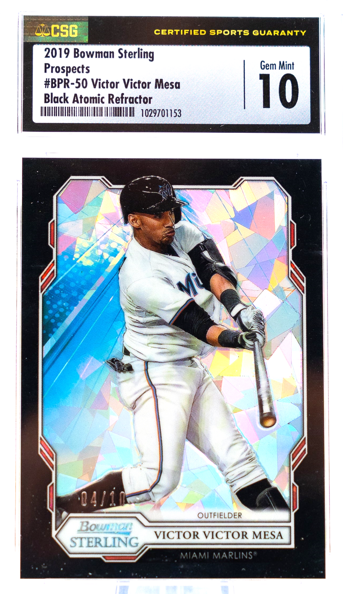 Baseball Bowman 2019 Bowman Sterling - Victor Victor Mesa Bpr-50 - Black Atomic Refractor - Csg 10