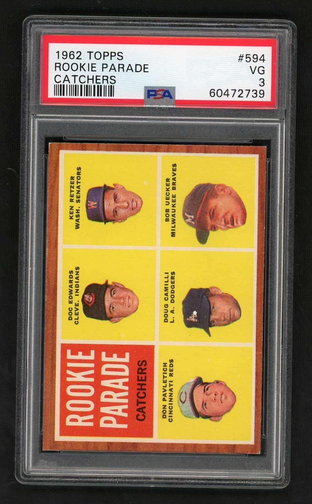 Pokémon Panini 1962 Topps Doc Edwards/Ken Retzer/Bob Uecker/Doug Camilli/Don Pavletich #594 PSA 3