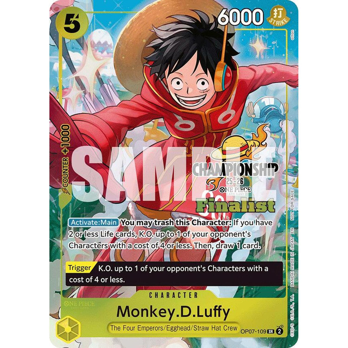 One Piece TCG Monkey.D.Luffy (Cs 25-26 Finalist Card Set 1) (Op07-109) [One Piece Promotion Cards] Foil