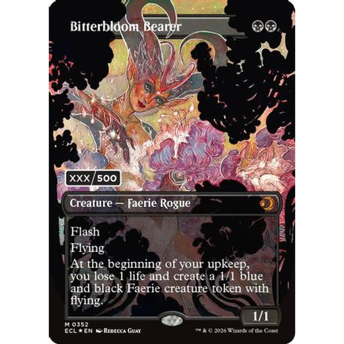 Magic The Gathering Bitterbloom Bearer (Borderless) (Serial Numbered) [Lorwyn Eclipsed] Foil