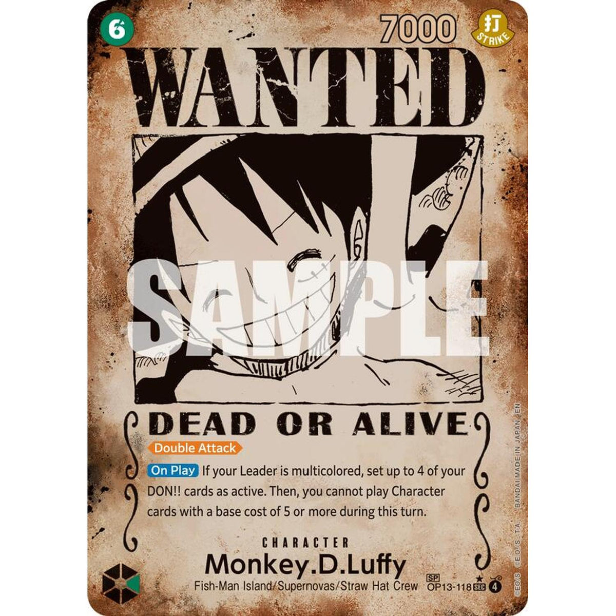One Piece TCG Monkey.D.Luffy (118) (Wanted Poster) (Op13-118) [Carrying On His Will] Foil