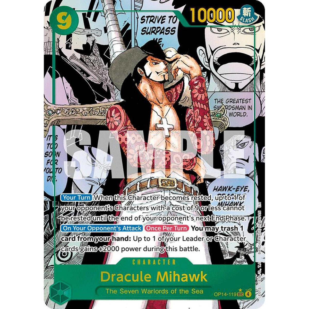 One Piece TCG Dracule Mihawk (Manga) (Op14-119) [The Azure Sea'S Seven] Foil