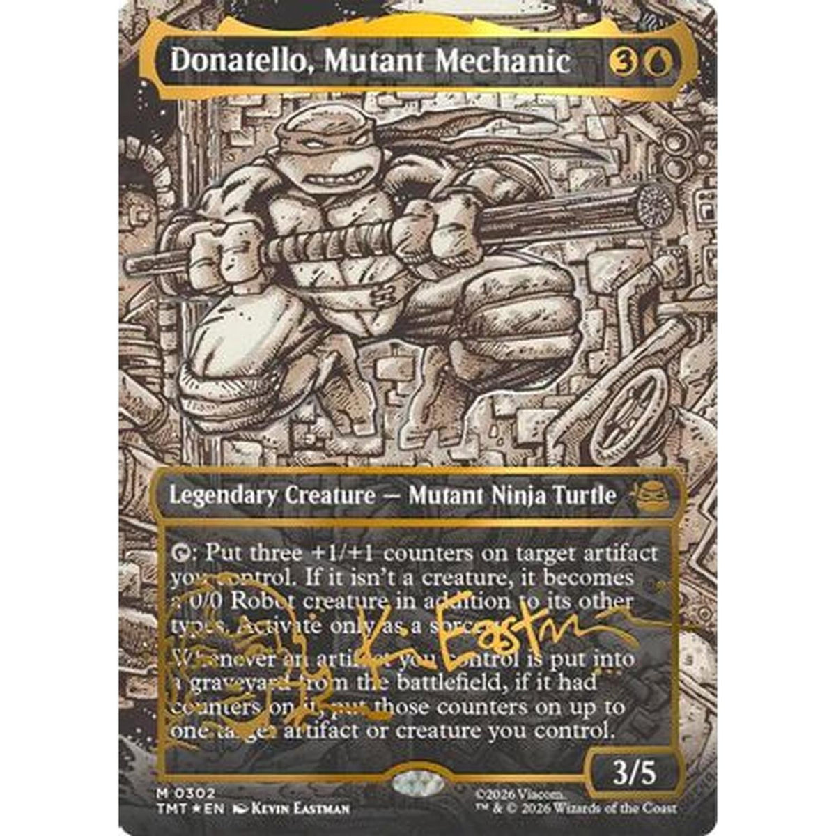 Magic The Gathering Donatello, Mutant Mechanic (Borderless) (Gold-Stamped Signature) [Teenage Mutant Ninja Turtles] Foil