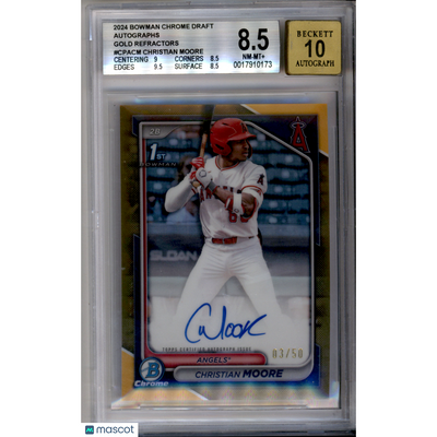 Baseball Bowman 2024 Bowman Chrome Draft Autographs Gold Refractors Christian Moore #Cpacm BGS 8.5