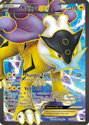 Pokémon Raikou EX (Full Art) (105/108) - Dark Explorers Holofoil