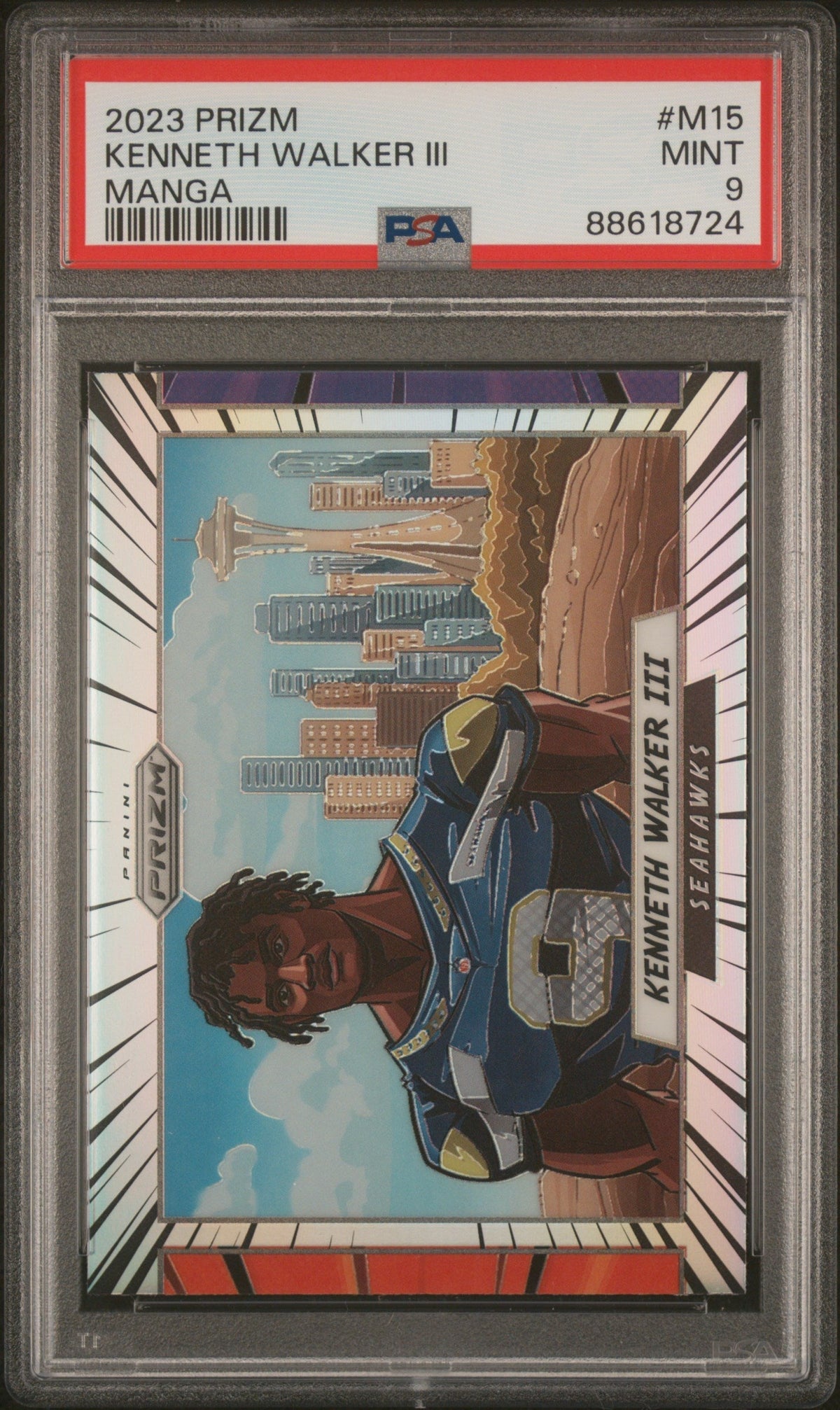 Football Panini 2023 Panini Prizm Manga Kenneth Walker Iii #M-15 PSA 9