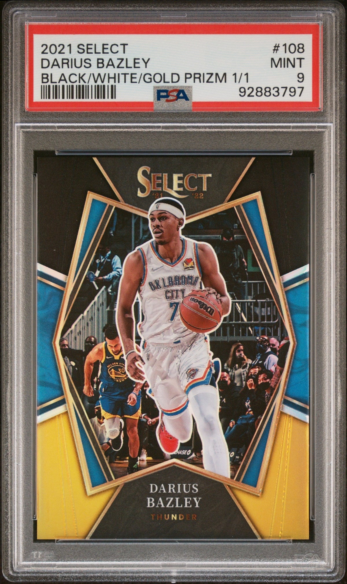 Pokémon Panini 2021 Panini Select Black/White/Gold Prizm 1/1 Darius Bazley #108 PSA 9