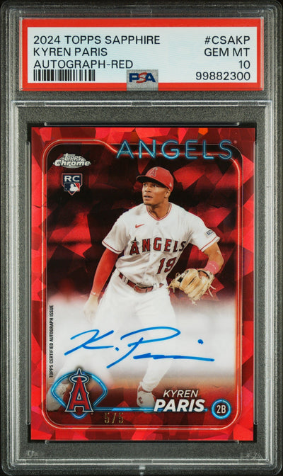 Baseball Topps 2024 Topps Chrome Sapphire Red Kyren Paris #Csa-Kp Rc Auto /5 PSA 10