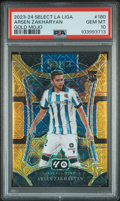 UFC MMA Panini 2023 Panini Select La Liga Gold Mojo Arsen Zakharyan #180 /10 PSA 10