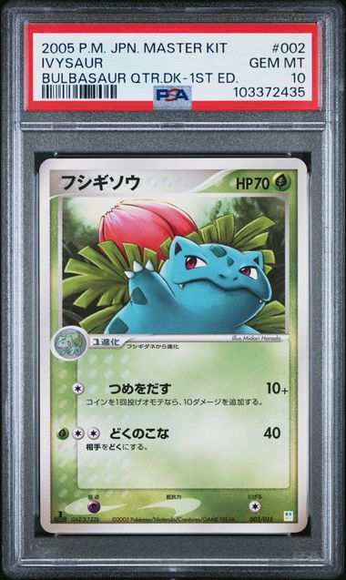 Pokémon PSA 10 Ivysaur Bulbasaur Qtr.Dk-1st Ed.