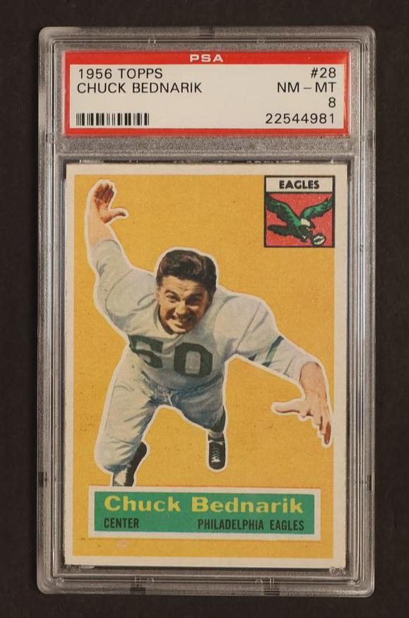 Pokémon Panini 1956 Topps Chuck Bednarik #28 PSA 8