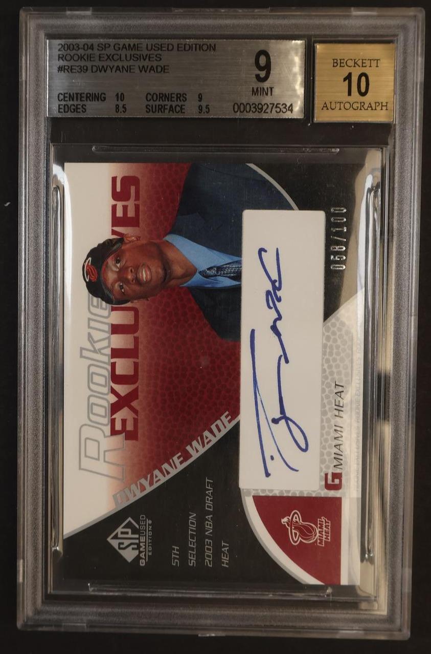 Pokémon Panini 2003 SP Game Used Rookie Exclusive Autographs Dwyane Wade #Re39 /100 BGS 9