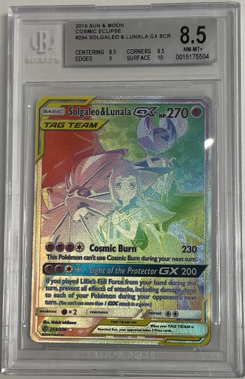 Pokémon Solgaleo & Lunala 254/236 Cosmic Eclipse - 2019 Pokemon - BGS 8.5