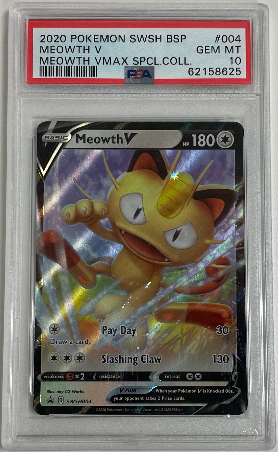 Pokémon Meowth V Swsh004 - Black Star Promo - 2020 Pokemon - PSA 10