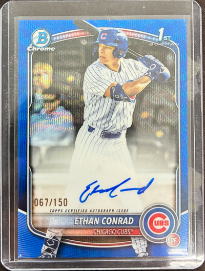 Baseball Topps 2025 Topps Bowman Baseball - Ethan Conrad - Chrome Prospect Autographs Blue /150
